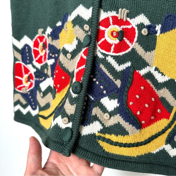 Vintage Boho Cottagecore Wool Blend Sweater Vest Hand Embroidered Kitschy - Picture 4 of 9